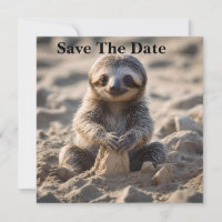 Rives de sable : Baby Sloth Construisant des châte