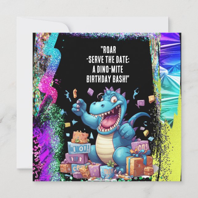 Save The Date "Roar-Serve la Date : A Dino-Mite Birthday Bash !" (Devant)