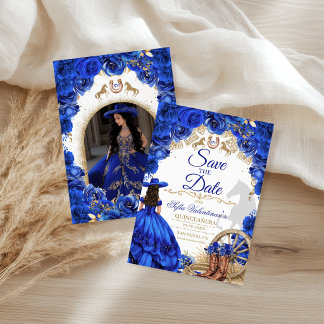 Save The Date Robe de Luxe Robe Royale Bleu Occidental Quinceane
