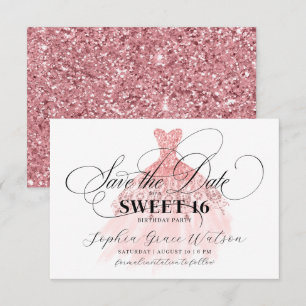 Save The Date Robe de Parties scintillant or Rose fille Sweet 16