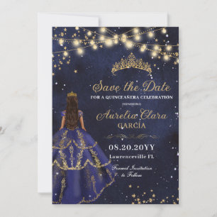 Save The Date Robe de soirée bleu marine Nuit étoilée Quinceañer