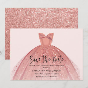 Save The Date Robe moderne Sweet 16 Script Anniversaire