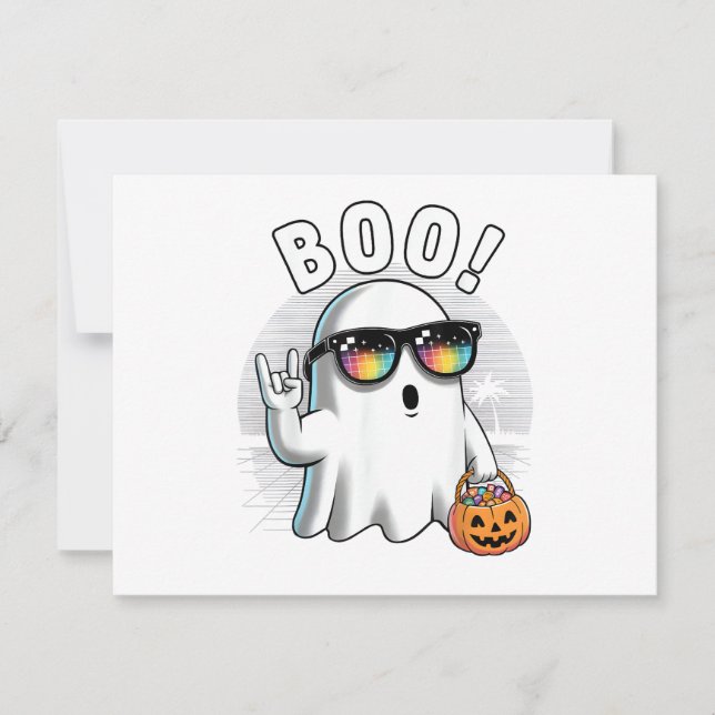 Save The Date Rock Ghost Retro Halloween Citrouille Funny Boo (Devant)