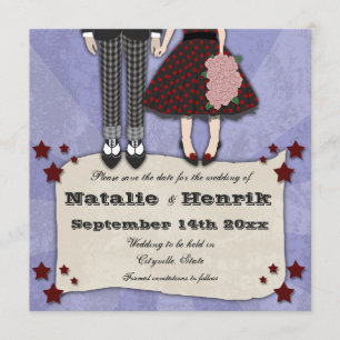 Save The Date Rockabilly Mariage, 5.25x5.25 enregistrer la date