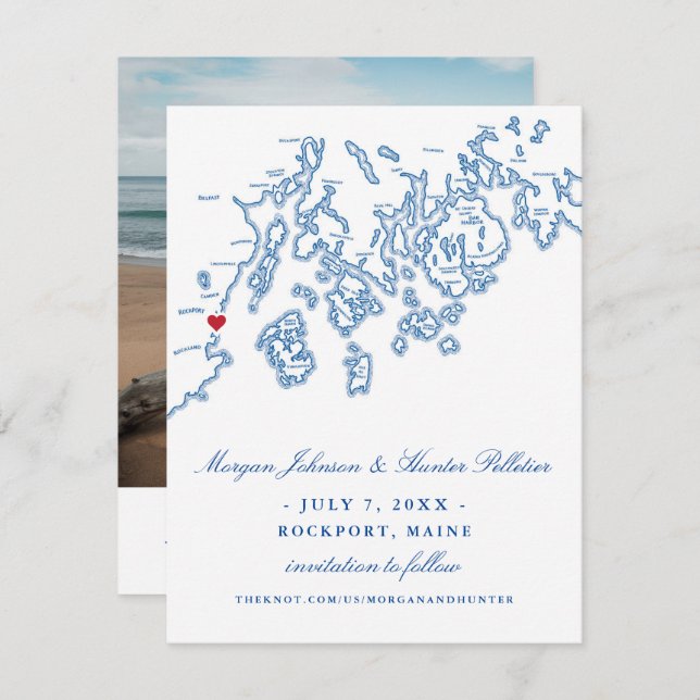 Save The Date Rockport Maine Photo Enregistrer la date - Penobsc (Devant / Derrière)