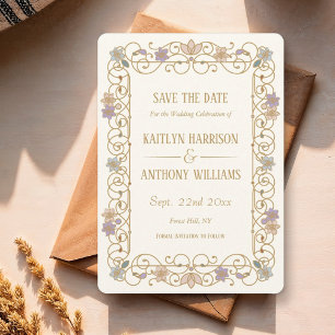 Save The Date Rococo Revival Élégant Mariage Floral Vintage