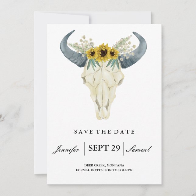Save The Date Rodéo rustique aquarelle | Enregistrer les tournes (Devant)