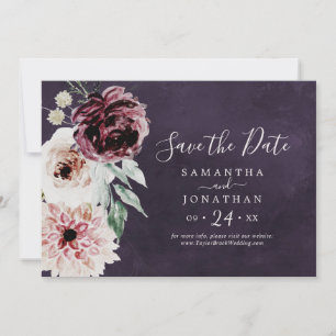 Save The Date Romance florale   Plum horizontal