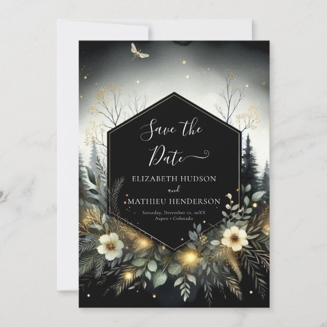 Save The Date Romance minimale Mariage forestier enchanté (Devant)