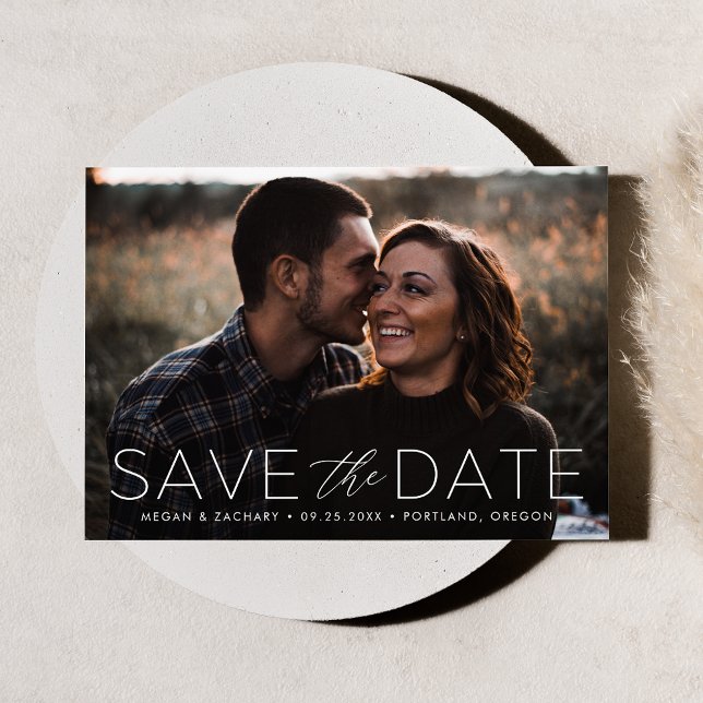 Save The Date Romance Moderne Photo avec Superposition Blanche (Créateur téléchargé)