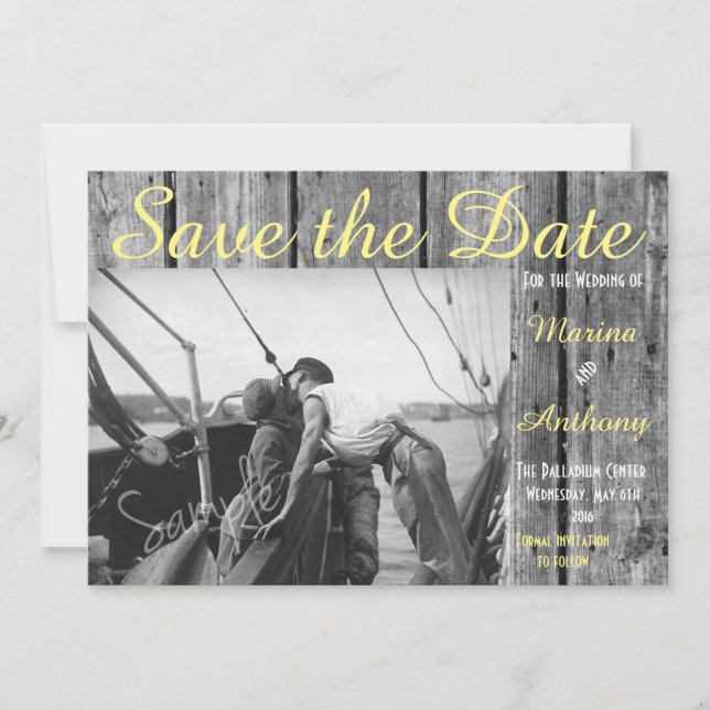 Save The Date Romance rustique noir et blanc Enregistrer la date (Devant)
