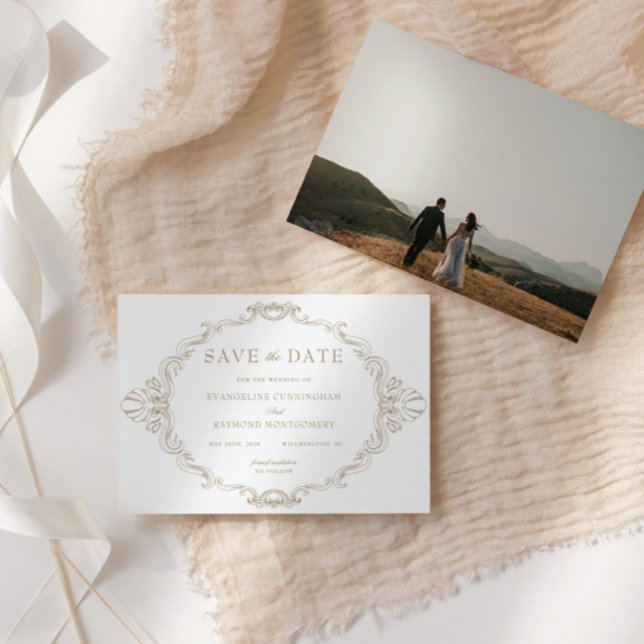 Save The Date Romantic Baroque Ornate Frame Photo (Créateur téléchargé)