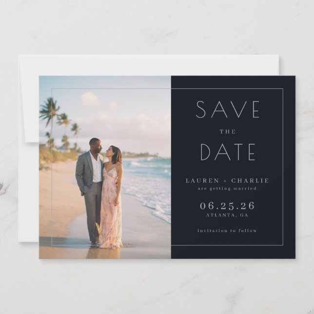 Save The Date Romantic Black Minimalist Photo (Devant)