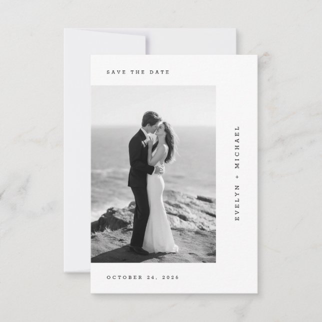 Save The Date Romantic Black & White Wedding Photo (Devant)