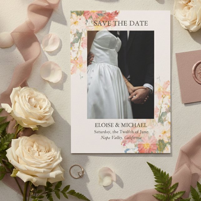 Save The Date Romantic Blush Painted Floral Wedding (Romantic Blush Painted Floral Wedding Save The Date)