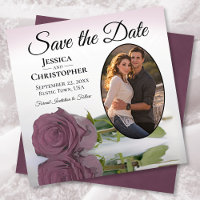 Romantic Dusty Mauve Rose with Oval Photo Wedding