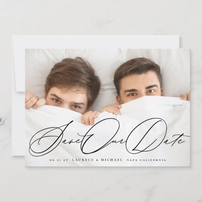 Save The Date Romantic Elegant Classic Photo Mariage (Devant)