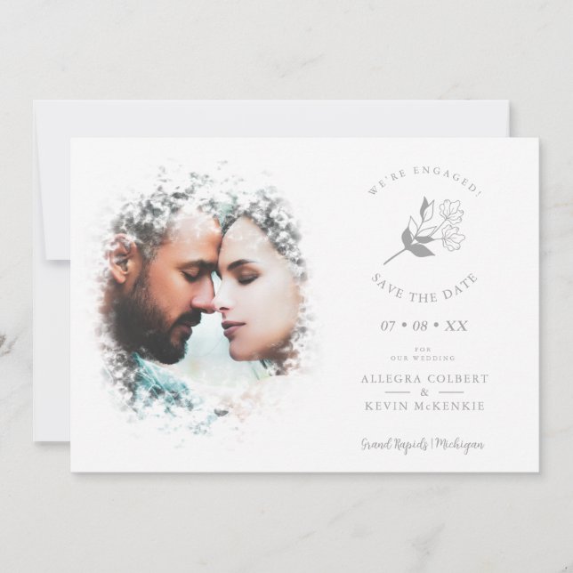Save The Date Romantic Elegant Overlay Misty Effect Photo  (Devant)