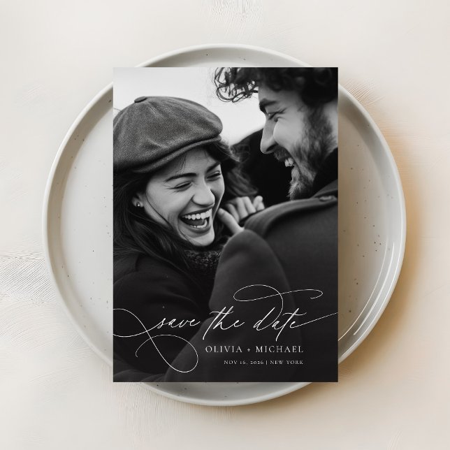 Save The Date Romantic Elegant Script Mariage photo (Créateur téléchargé)