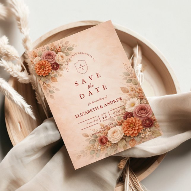 Save The Date Romantic Fall Floral Wedding (Créateur téléchargé)