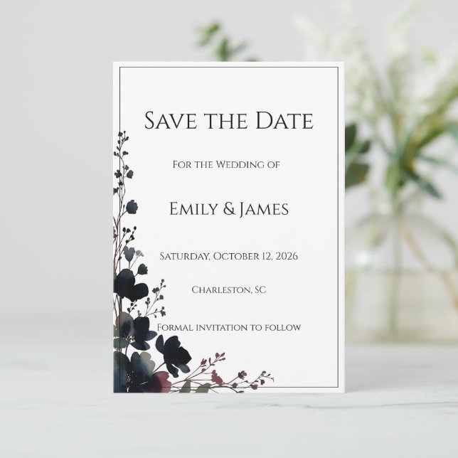 Save The Date Romantic Floral Wedding Soft Elegant (Debout devant)