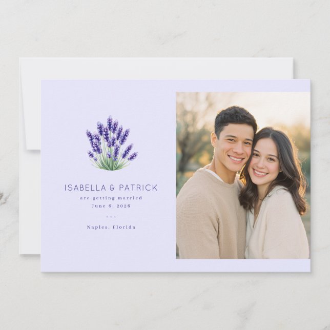 Save The Date Romantic Lavender Floral (Devant)
