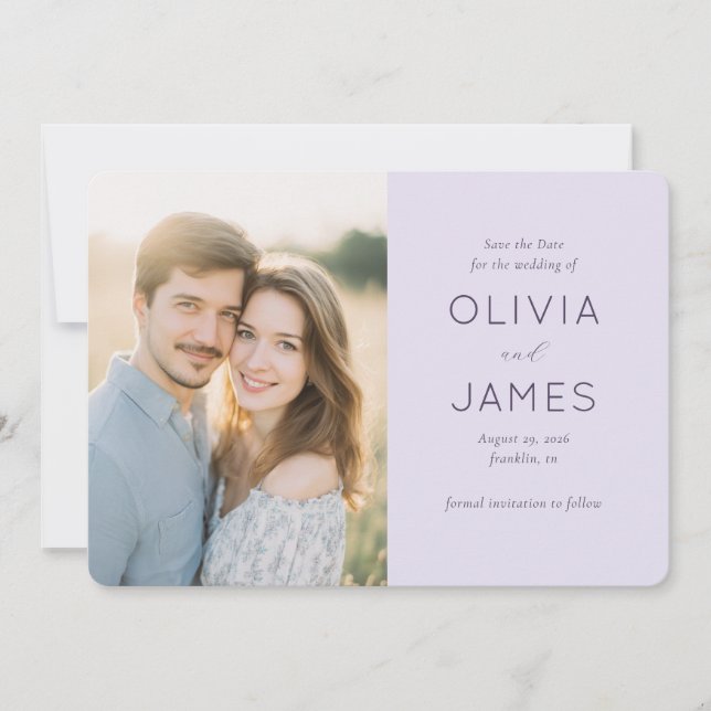 Save The Date Romantic Lavender Minimalist Photo (Devant)