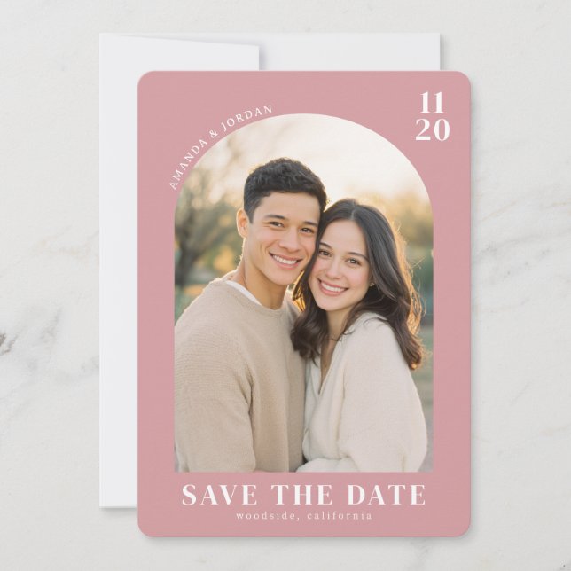 Save The Date Romantic Pink Contemporary Photo (Devant)