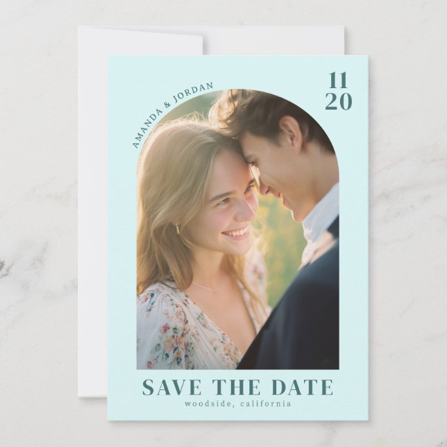 Save The Date Romantic Teal Classic Photo (Devant)