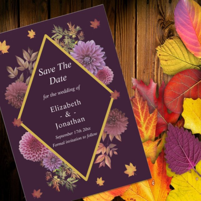 Save The Date Romantique Automne Dahlia Mariage (Créateur téléchargé)