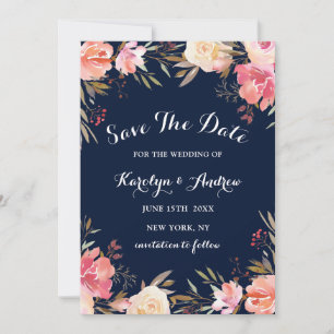 Save The Date Romantique Blush Bloom Mariage floral Enregistrer 