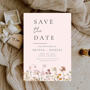 Save The Date Romantique Blush rose Fleurs sauvages Boho Enregis