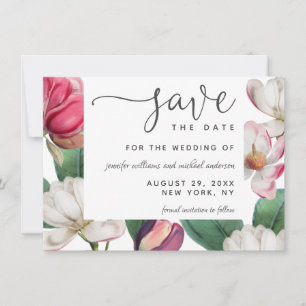 Save The Date Romantique Boho Magnolia Floral Enregistrer la dat