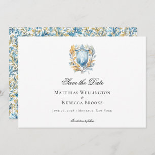 Save The Date Romantique Classic Cimier Bleu Mariage Monogramme