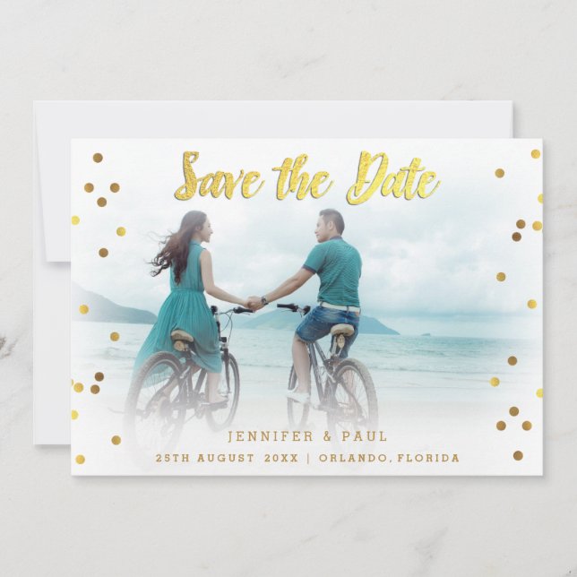 Save The Date Romantique Confetti Enregistrer la date Mariage Ph (Devant)