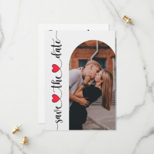 Save The Date Romantique Couple Photo en Arc Enregistrer la cart