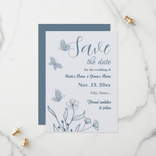 Save The Date Romantique élégant bleu foncé mariage