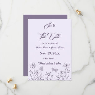 Save The Date Romantique élégant mariage floral mauve
