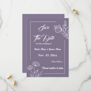 Save The Date Romantique élégant mariage floral mauve