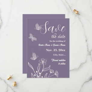 Save The Date Romantique élégant mariage floral mauve