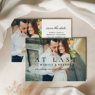 Save The Date Romantique Enfin Photo Entière Mariage Noir Blanc