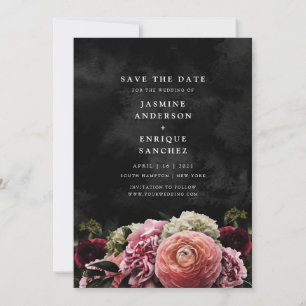 Save The Date Romantique et rose Moody   Floral Enregistrer la d