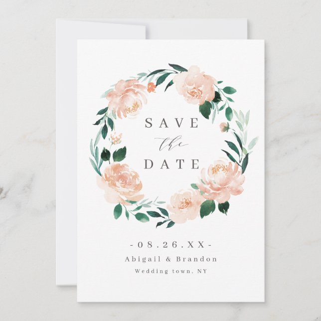 Save The Date Romantique jardin pêche mariage floral (Devant)
