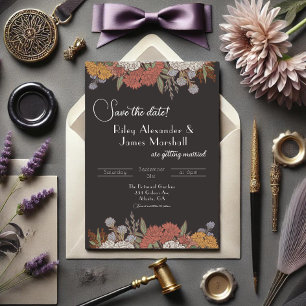 Save The Date Romantique Moody Vintage Floral Dark Mariage