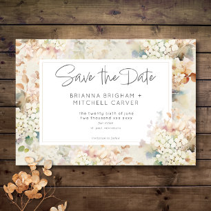 Save The Date Romantique Neutre Vintage Hydrangeas Mariage