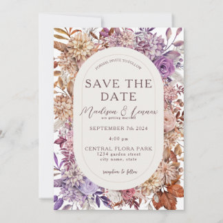 Save The Date Romantique Orange Lavande Florale