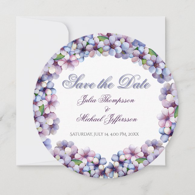Save The Date Romantique Poétique Lilac Aquarelle Mariage Floral (Devant)