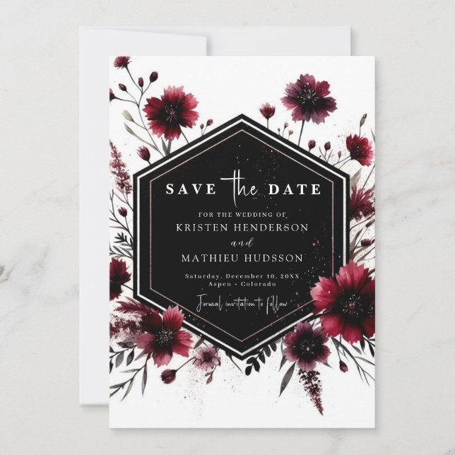 Save The Date Romantique Printemps Bourgogne Mariage (Devant)