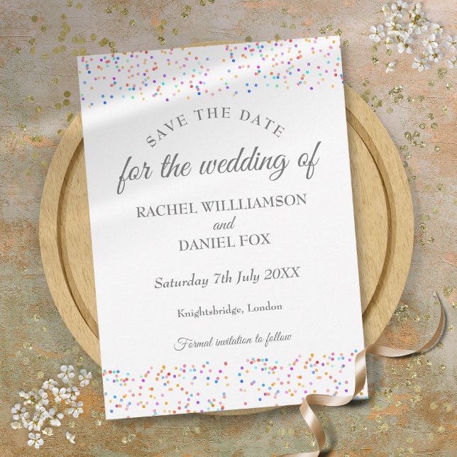 Save The Date Romantique Rainbow Confetti Mariage (Romantic Rainbow Confetti Wedding Save The Date)