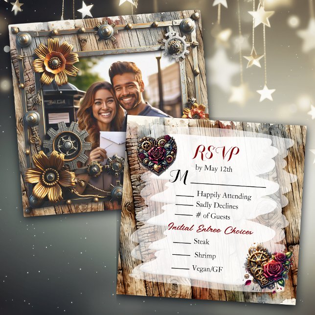 Save The Date Romantique Steampunk Mariage personnalisé RSVP (Créateur téléchargé)